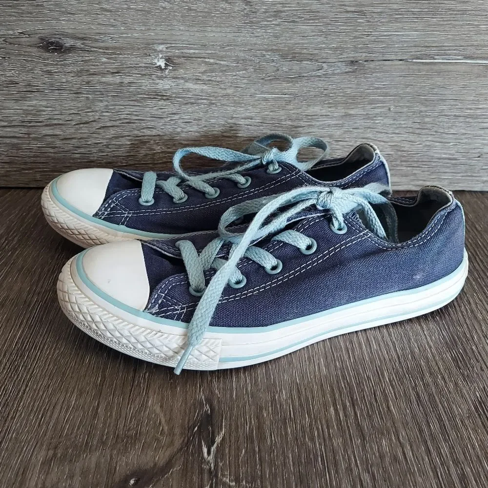 Converse Kids Double Tongue Navy Blue Canvas Sneakers Size 2